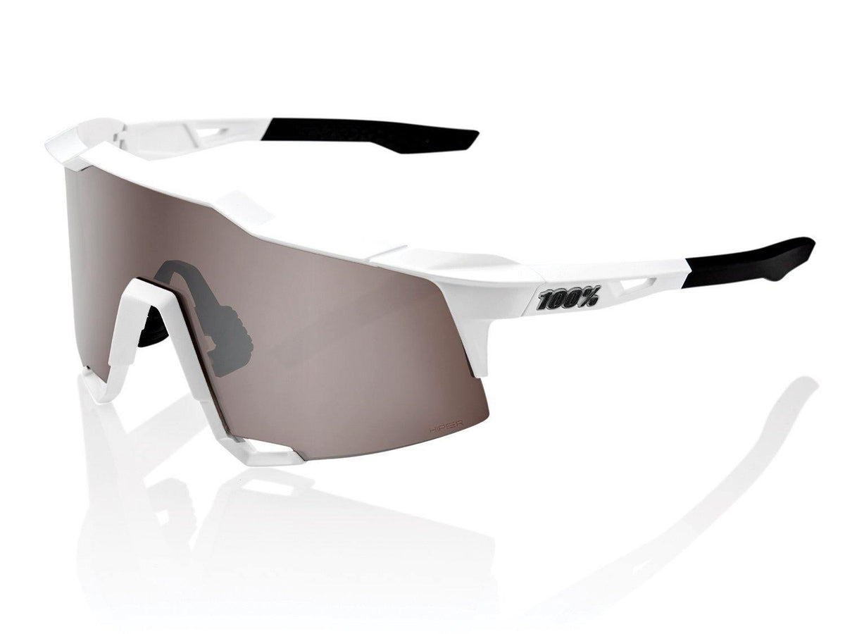 100% SPEEDCRAFT TALL Matte White HiPER Silver Mirror Lens - Standert Bicycles