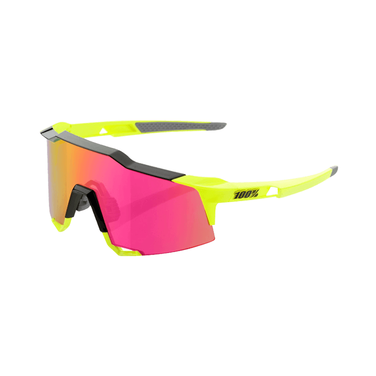 100% SPEEDCRAFT TALL Polished Black/Fluo Yellow Mirror Lens - Standert Bicycles