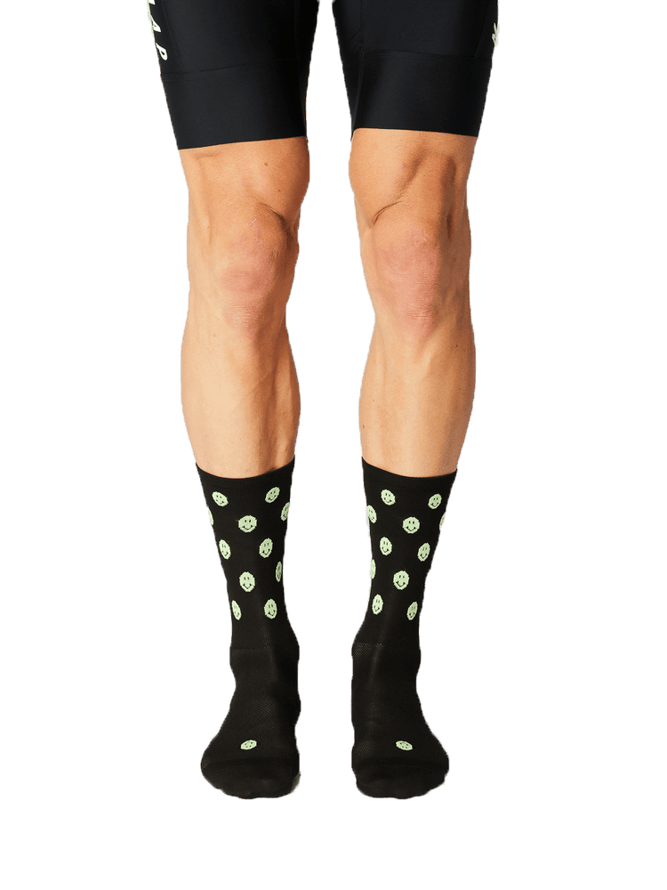 FINGERSCROSSED SOCKS | #11_01 SMILEY - BLACK / NEON - Standert Bicycles