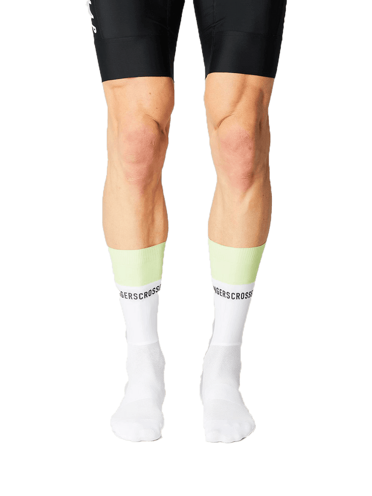 FINGERSCROSSED SOCKS | #AERO BLOCK - WHITE / NEON - Standert Bicycles