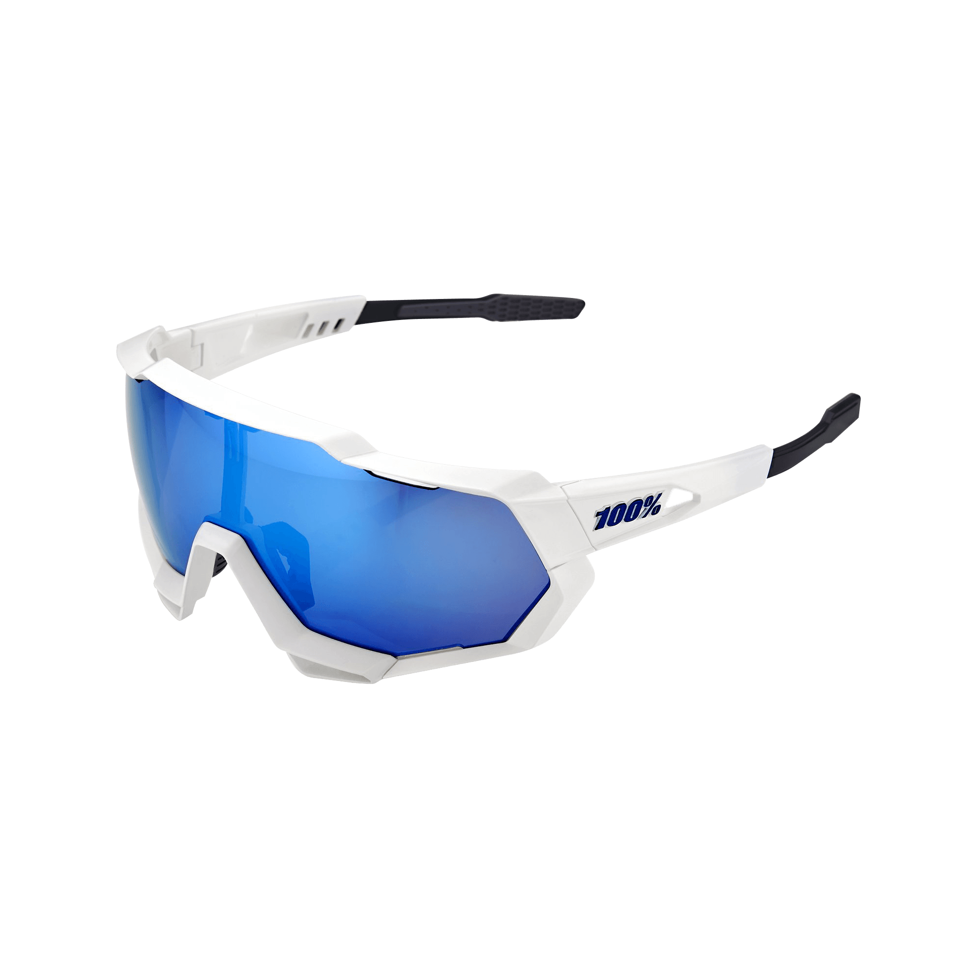 100% SPEEDTRAP Matte White HiPER® Blue Multilayer Mirror Lens