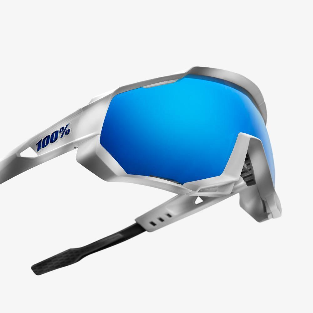 100% SPEEDTRAP Matte White HiPER® Blue Multilayer Mirror Lens - Standert Bicycles